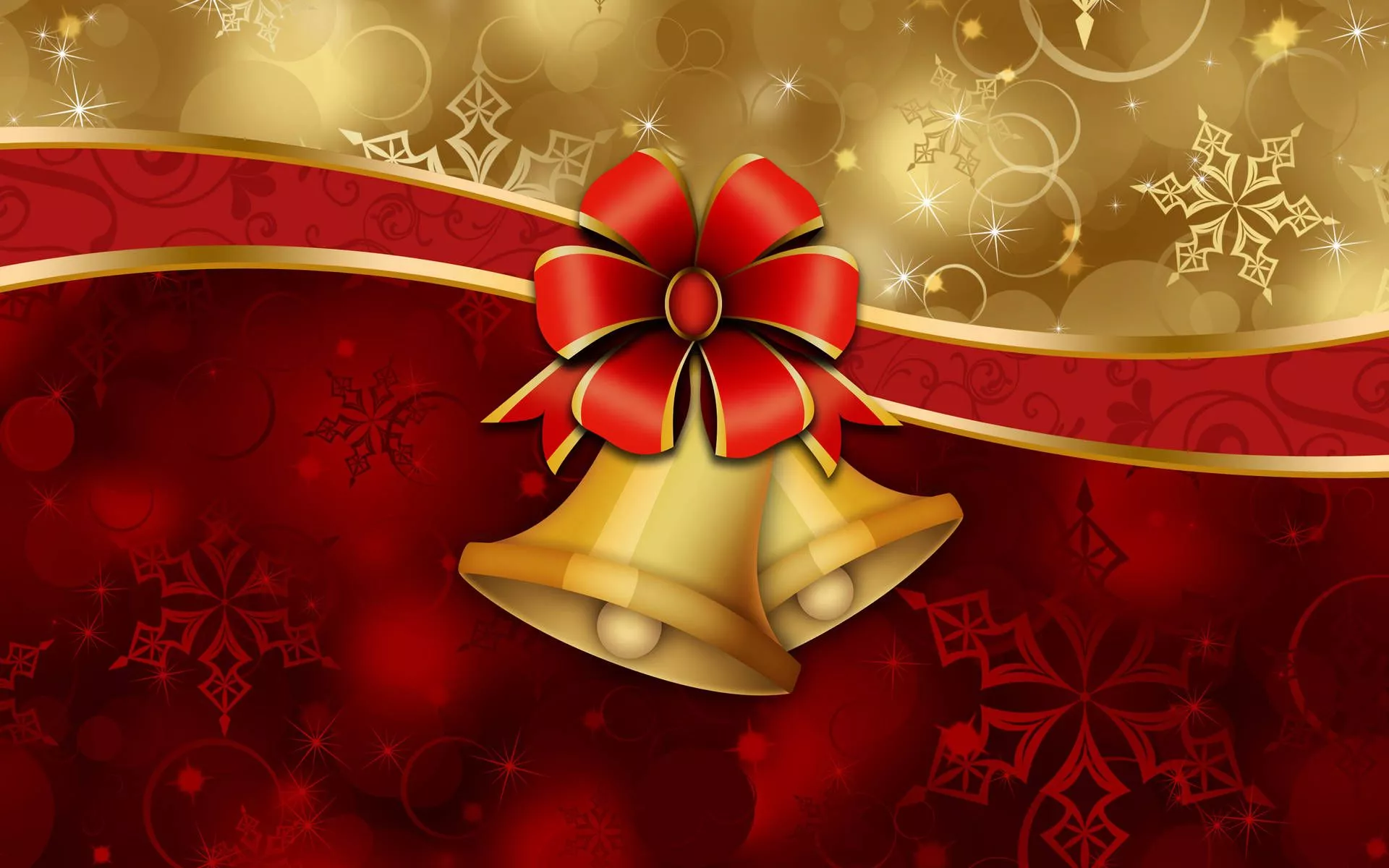 Radiant Red And Gold Christmas Bells
