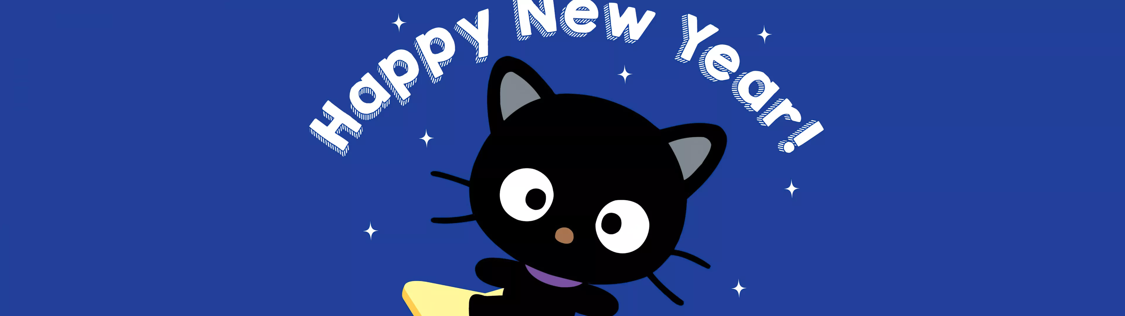 Chococat Wallpaper 4K, Happy New Year, Blue background