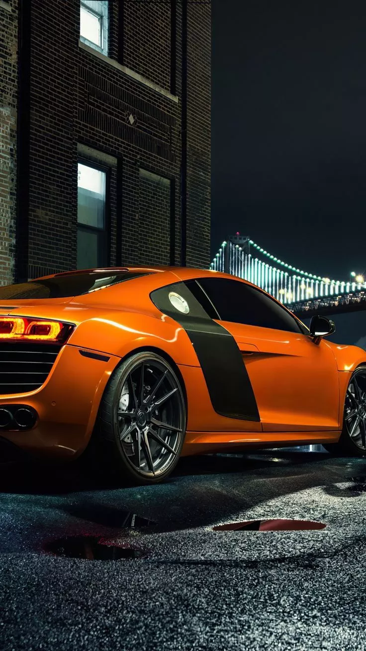 Orange Car, Rear View, Audi