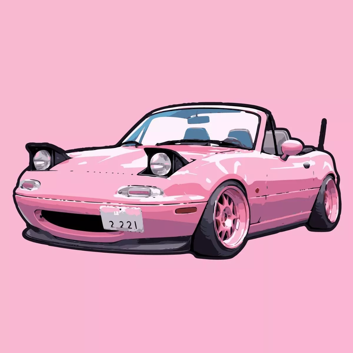 Cute Pink Miata Kawaii Smiling Pop Ups