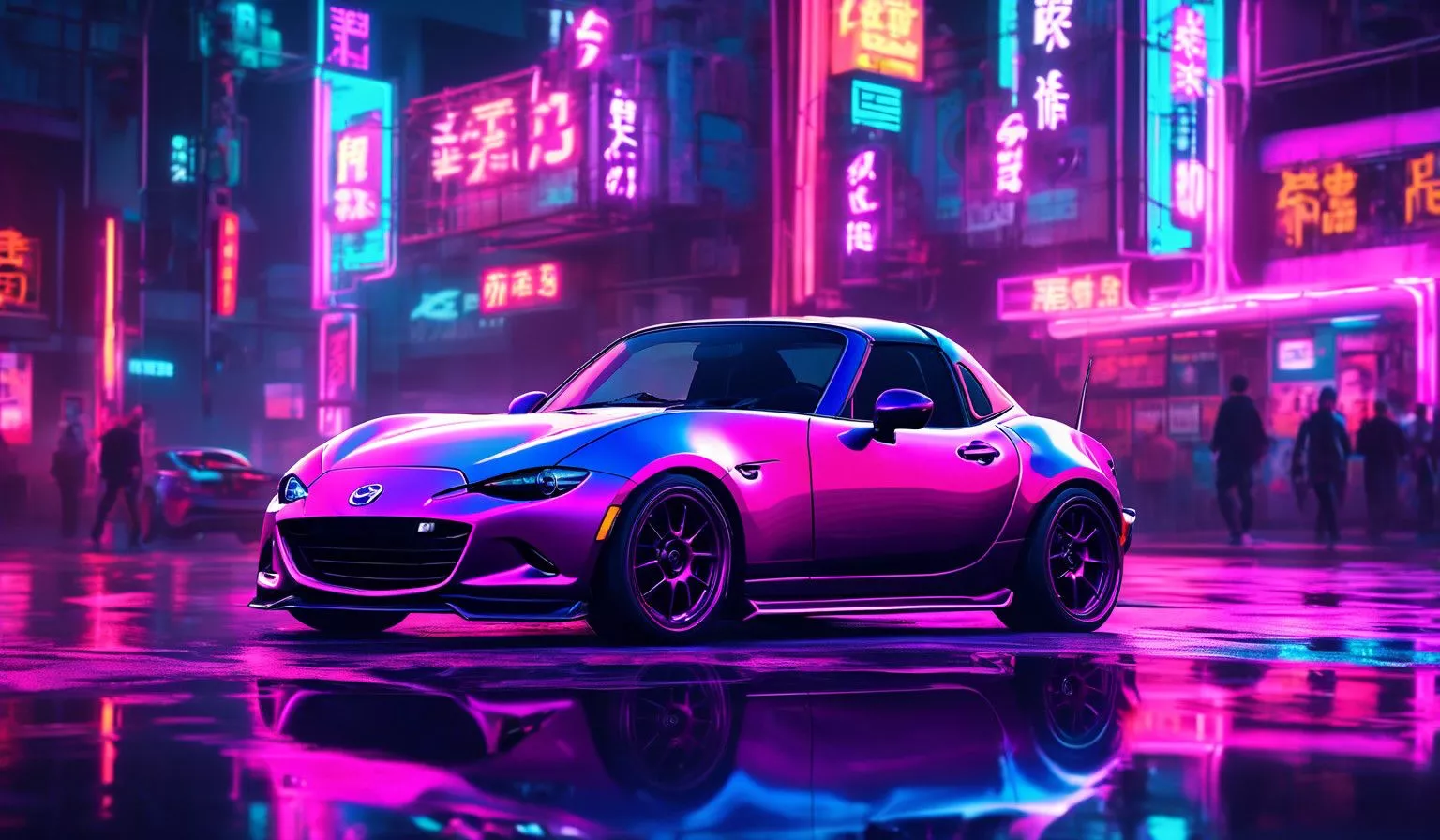 Mazda MX 5 ND In Neon Lit Japanese
