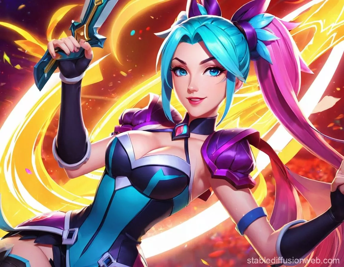 Gwen from League of Legends. Stable