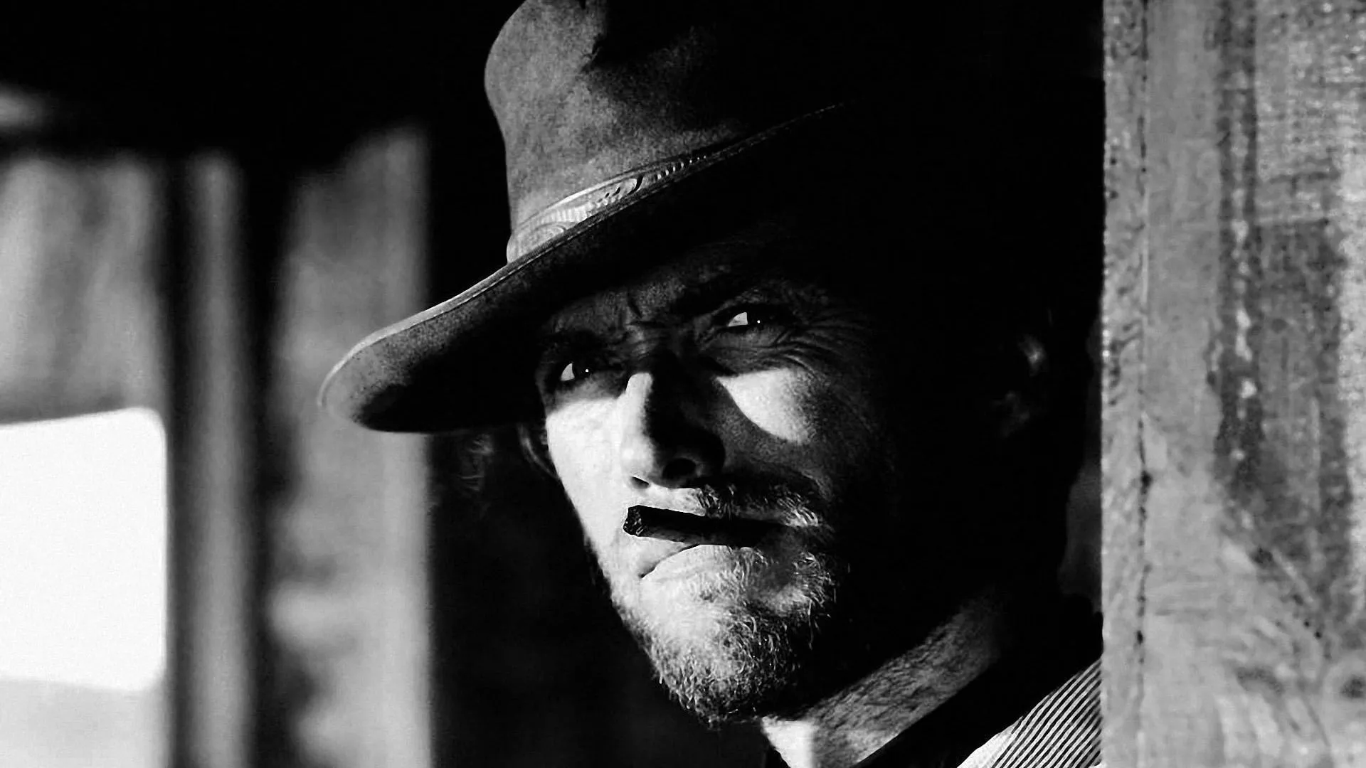 Grayscale photo of Clint Eastwood HD