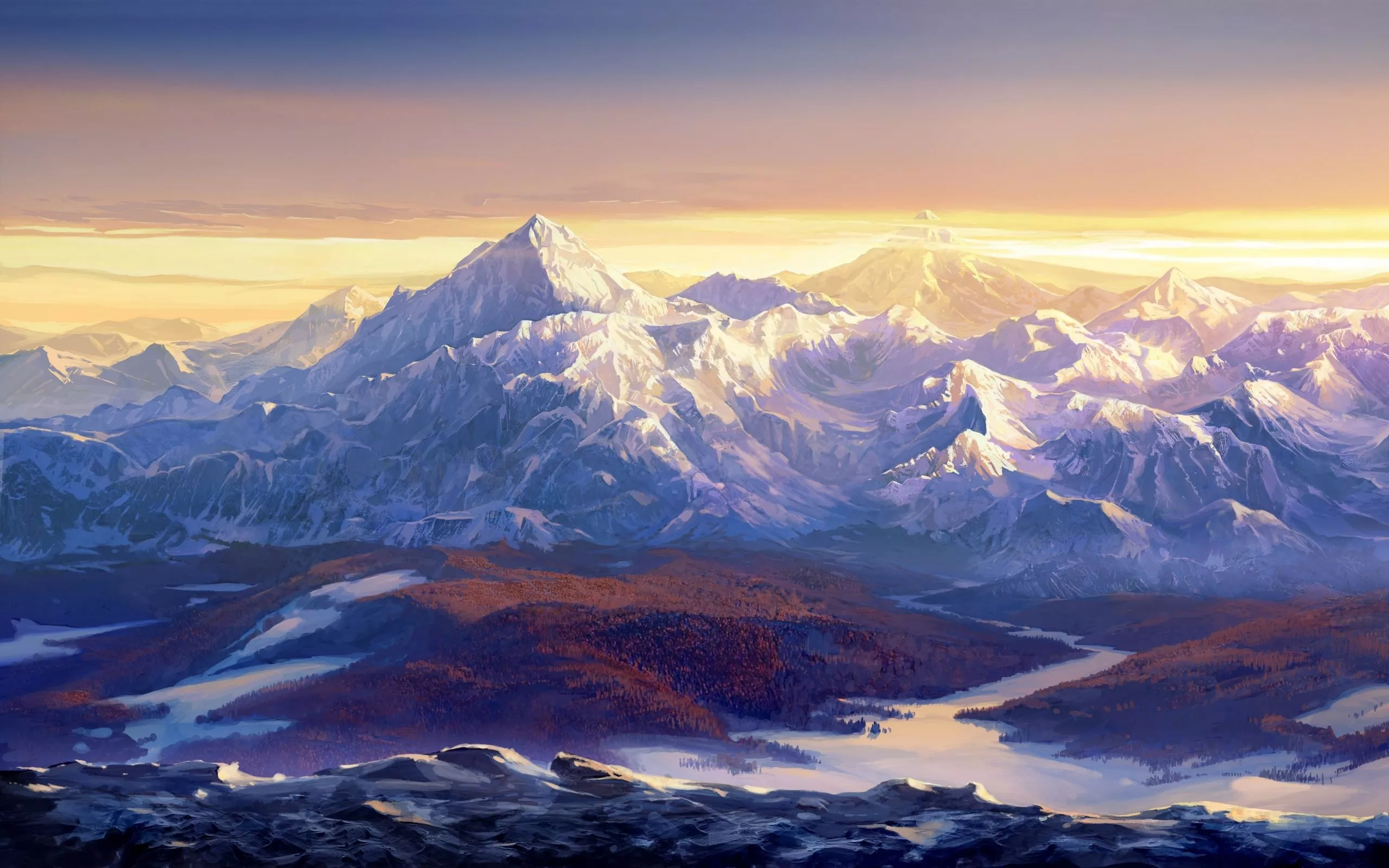 Fantasy Winter Mountain Landscape