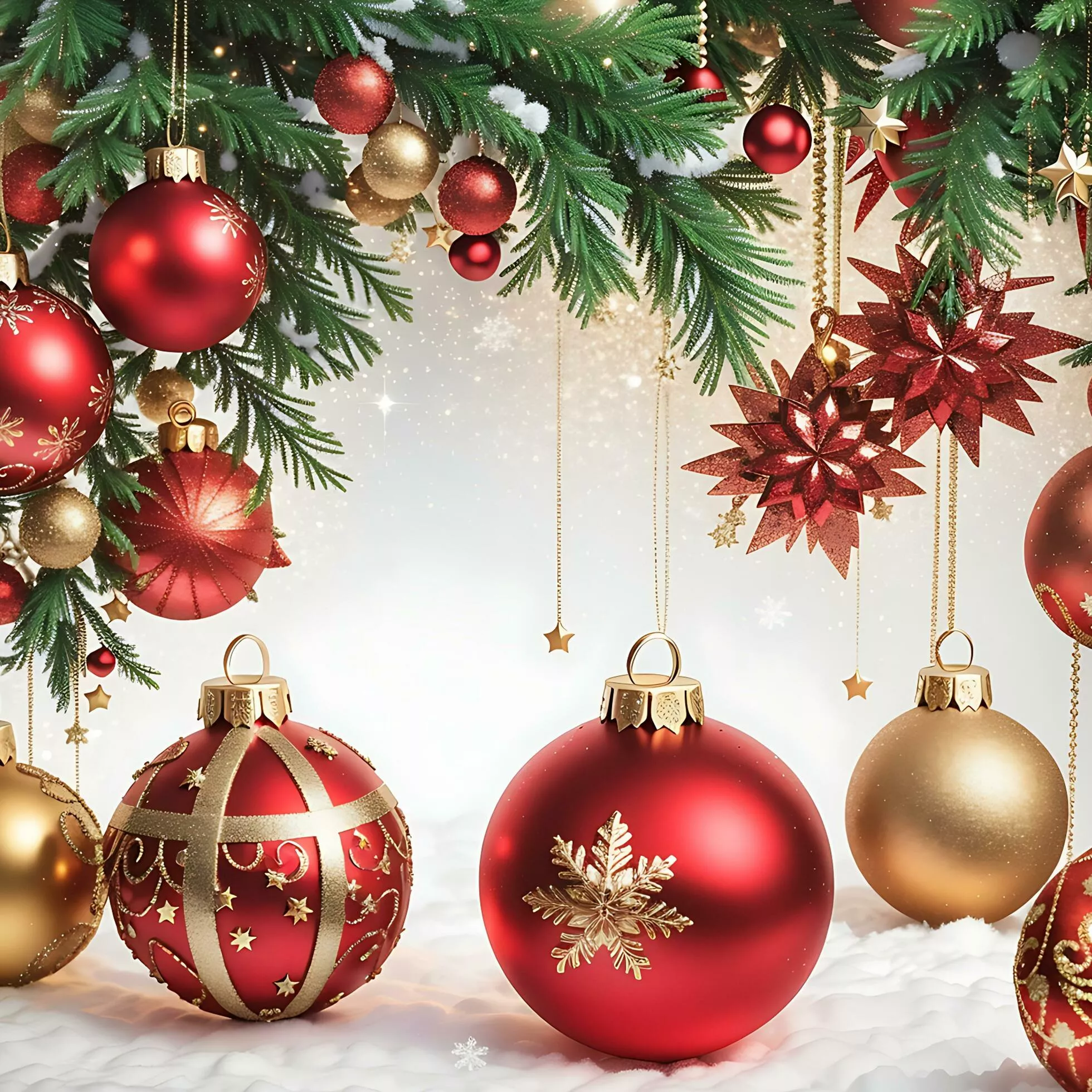 Realistic Christmas wallpaper with elegant Christmas balls and ornaments