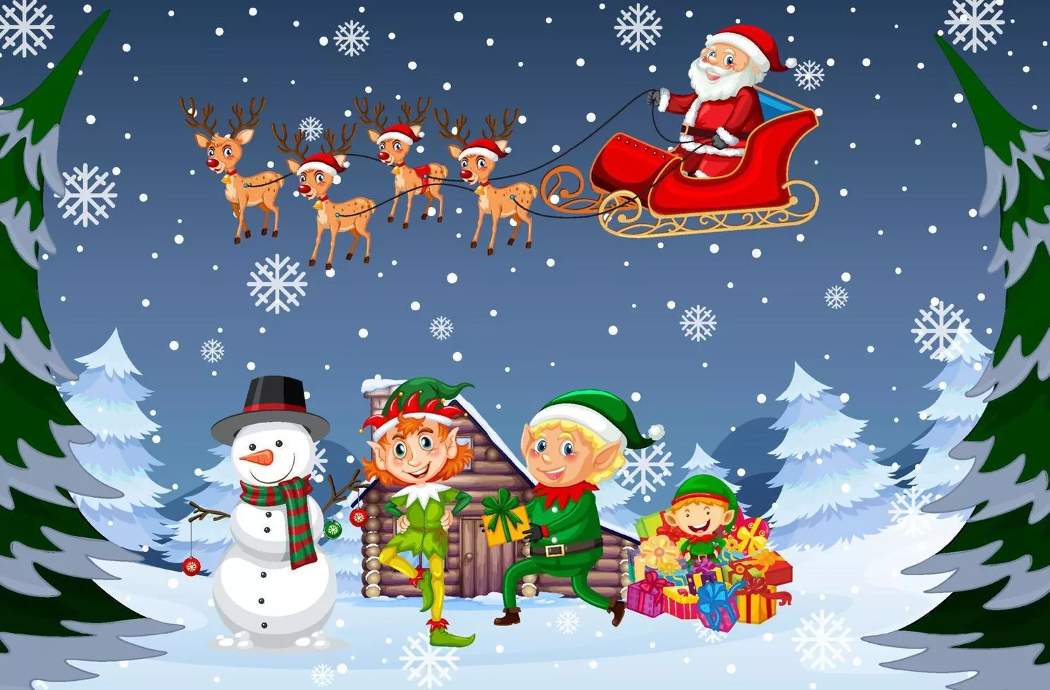 with Christmas cartoon characters
