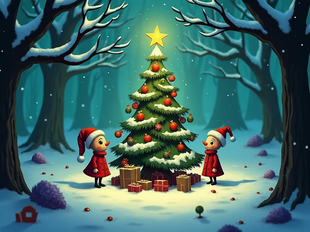 Cheerful Christmas Cartoon Character