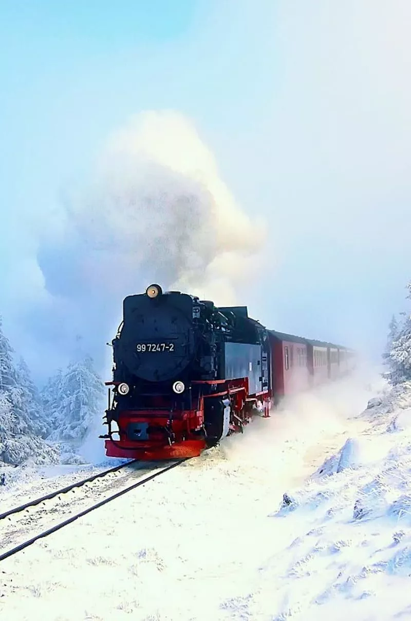 Winter Train, snow, HD phone wallpaper