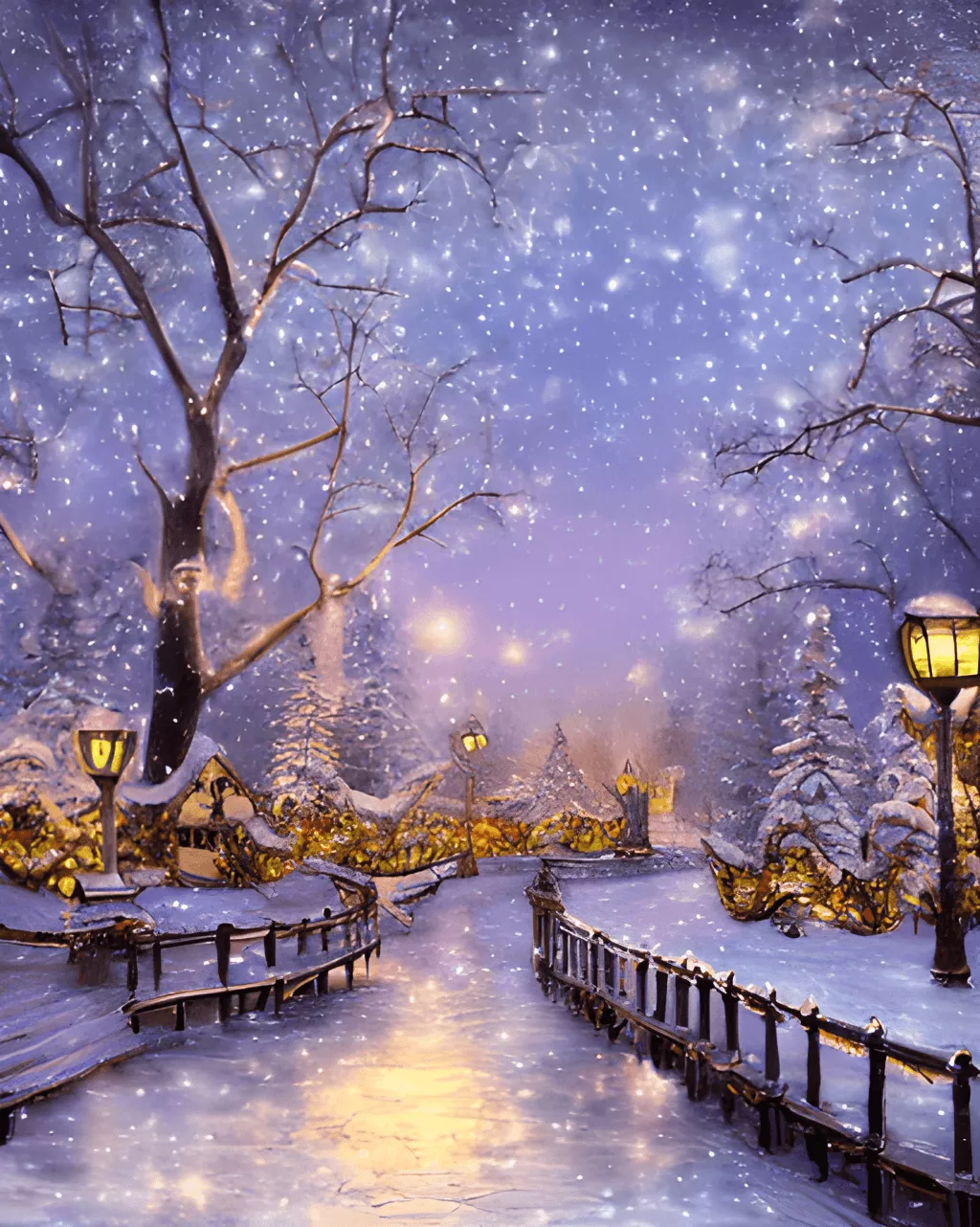 Cozy Silent Night Scenery Central Park