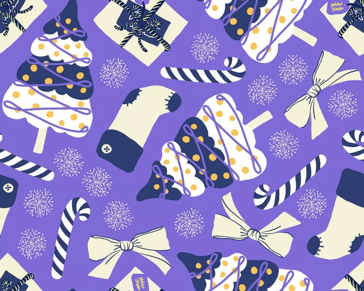 Cute Christmas objects seamless pattern