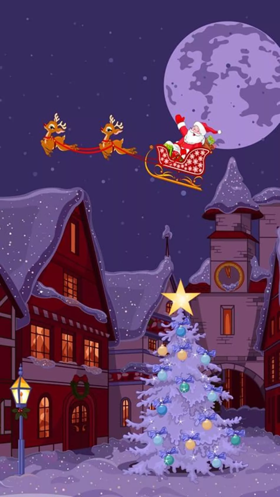 Download Cute Purple Christmas Village Wallpaper