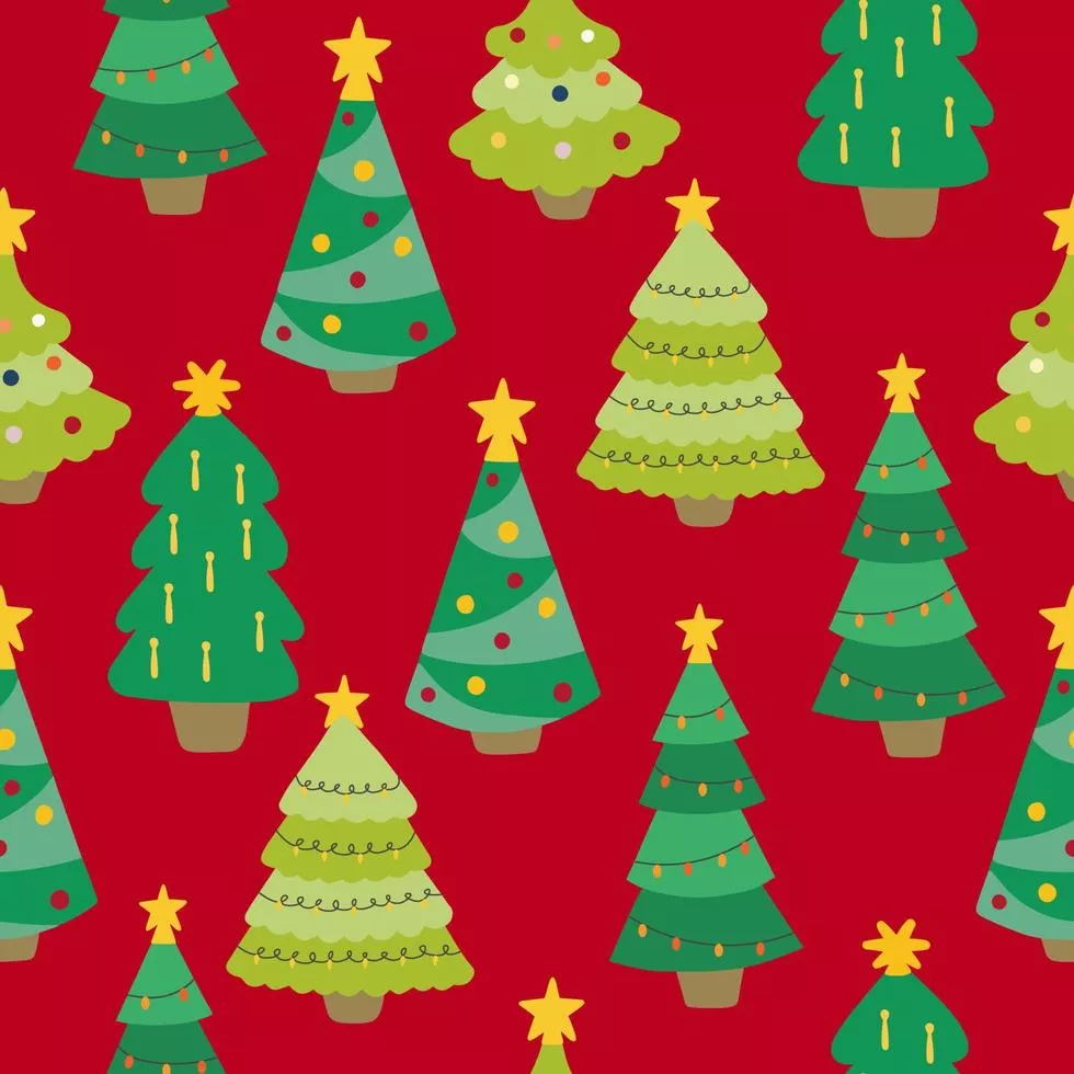 Christmas trees seamless pattern