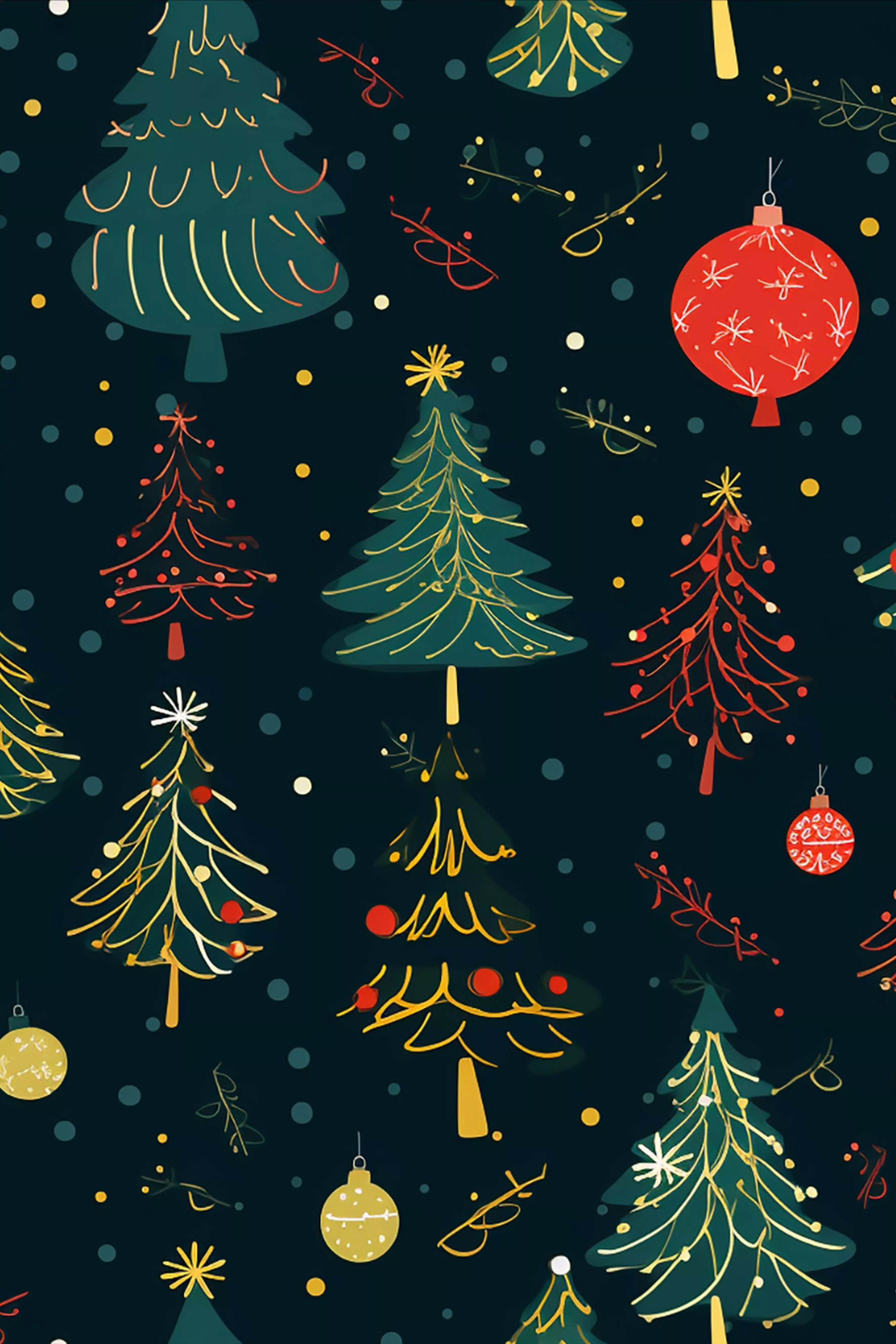 Festive Christmas Tree and Bauble Pattern