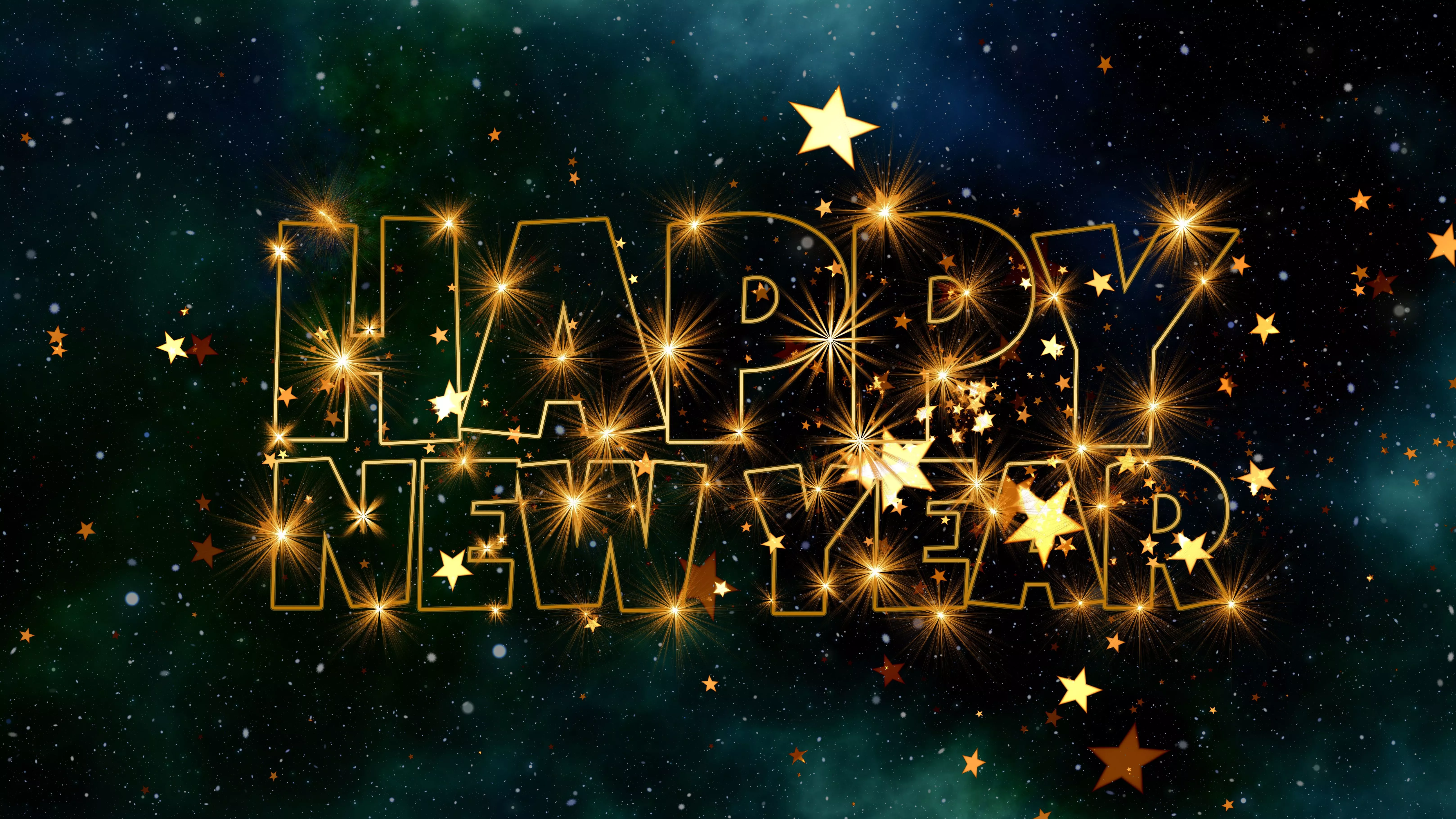 Happy New Year Wallpaper 4K, Stars, Girly background, 5K