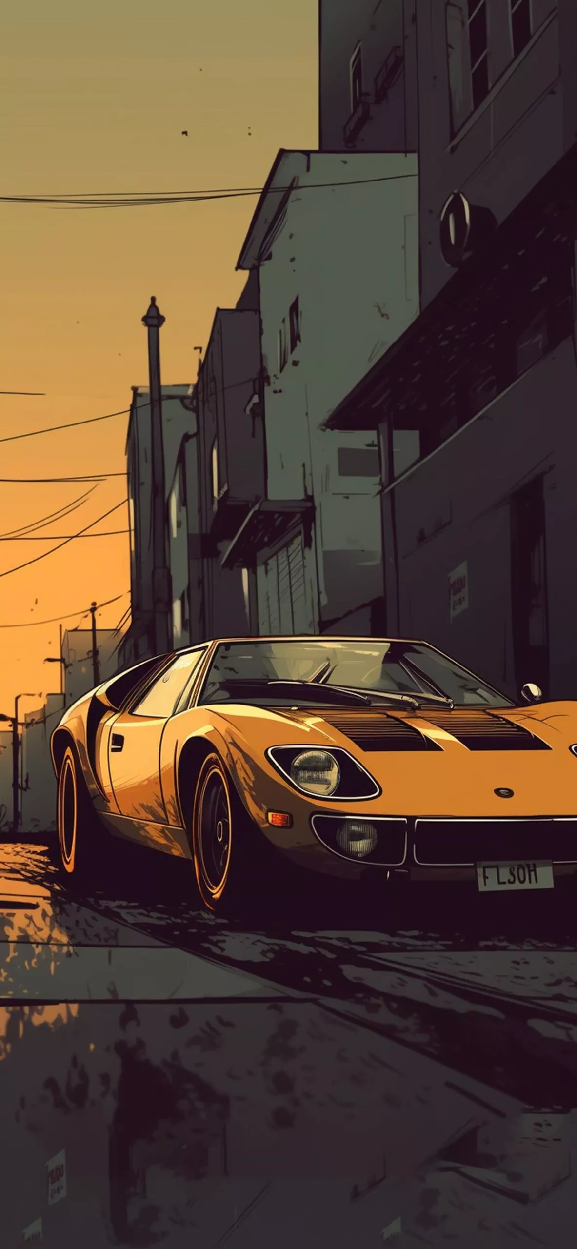 Orange Ford GT40 Art Wallpaper