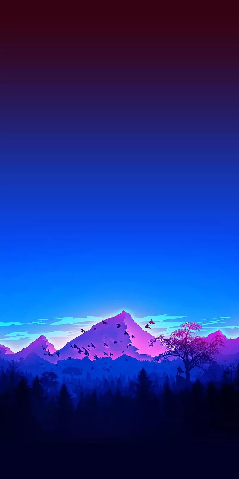 Cozy Mountain, galaxy, epic, star, drawing, mountains, cozy pac, purple, art, HD phone wallpaper