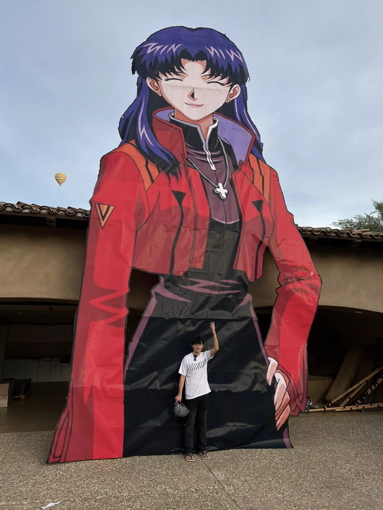 30ft tall cutout of Misato Katsuragi