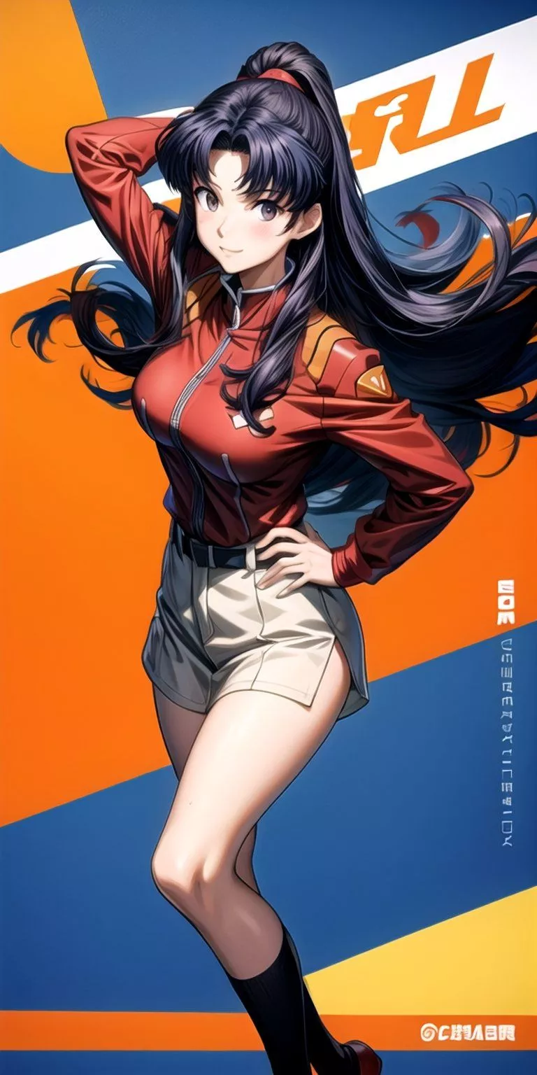 girl, misato katsuragi, long ha. image