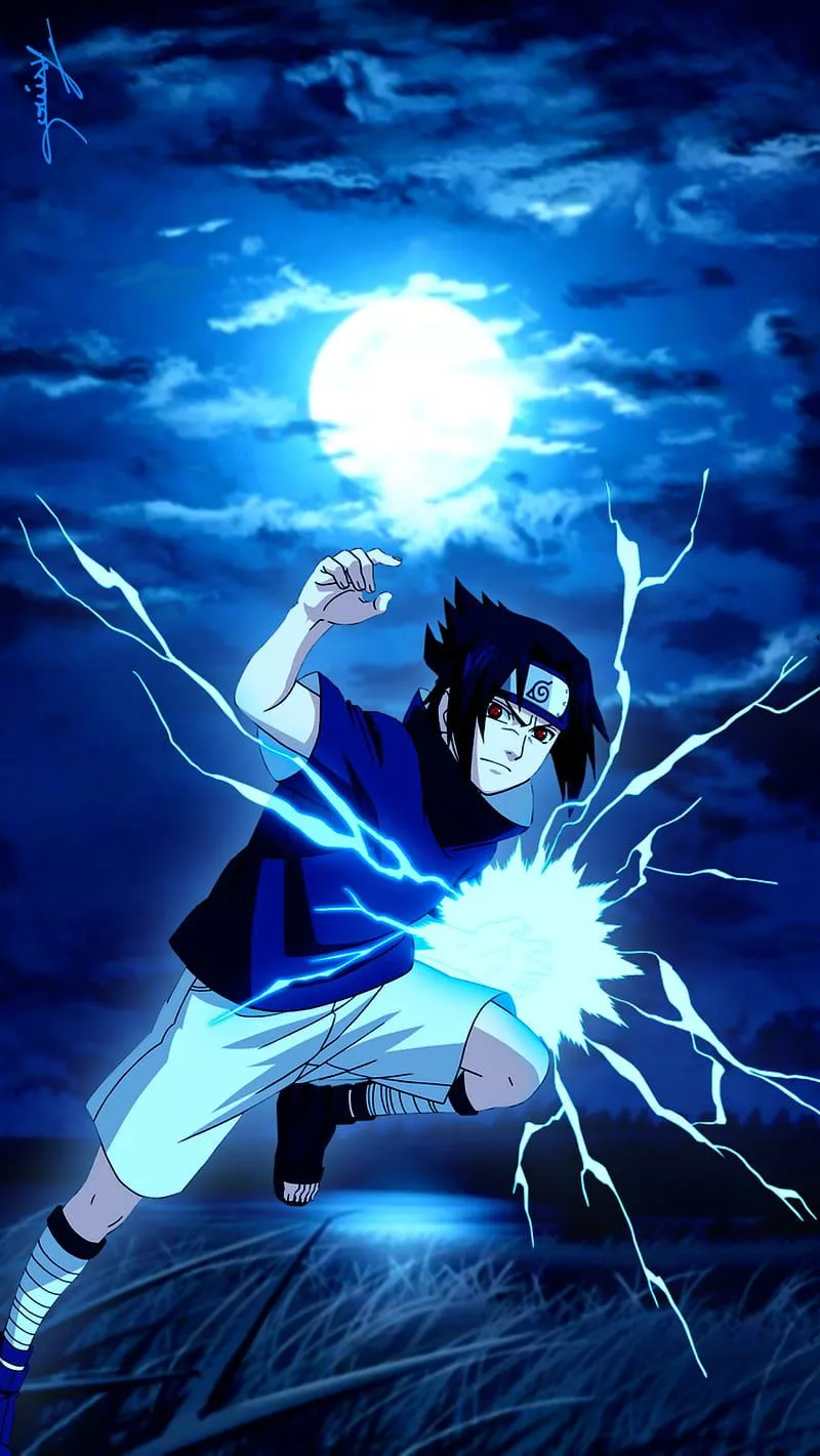 Naruto, sasuke, uchiha, uchiwa, night