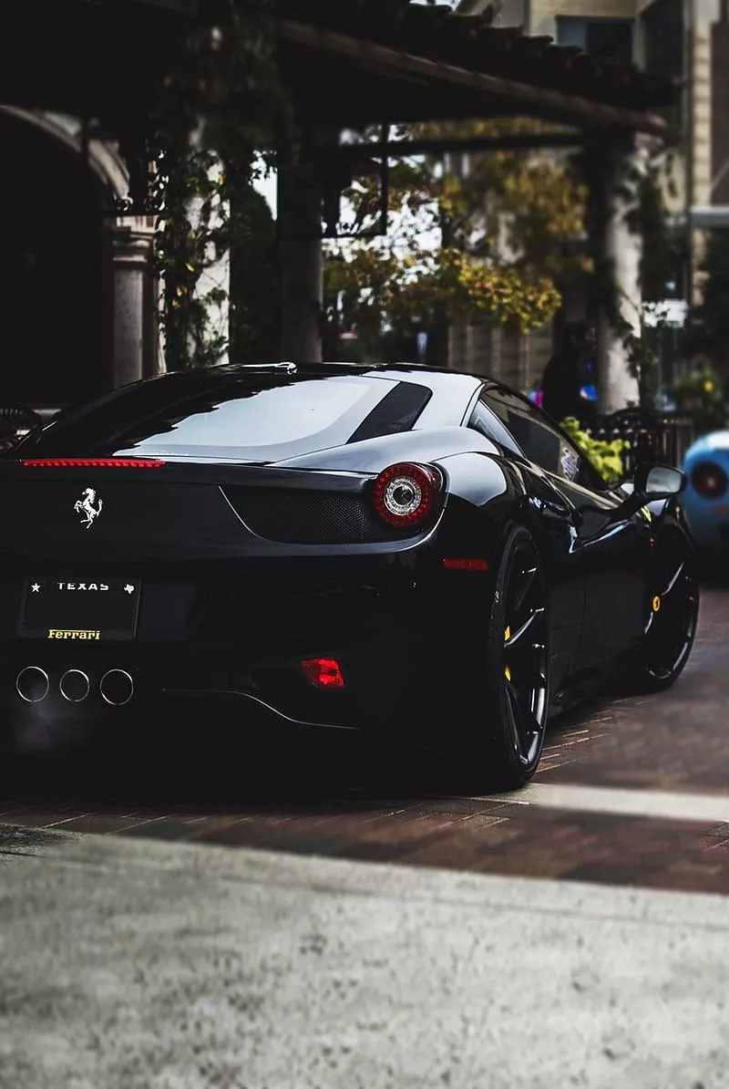 Black matte Ferrari, black ferrari