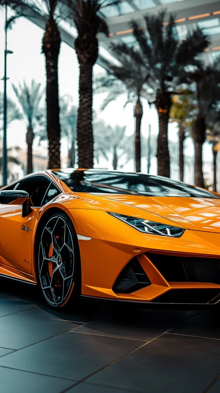 Orange Lamborghini Huracan Evo in Dubai