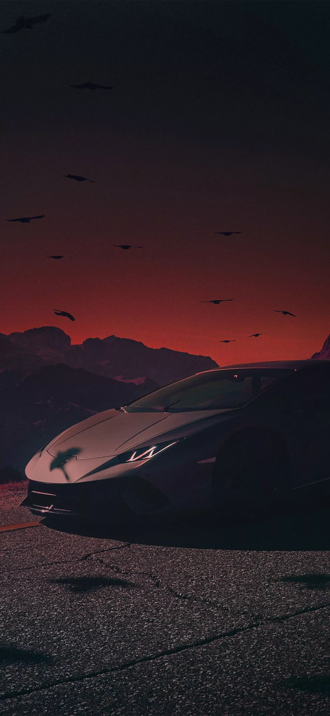 Car Lamborghini Dark Sunset Art