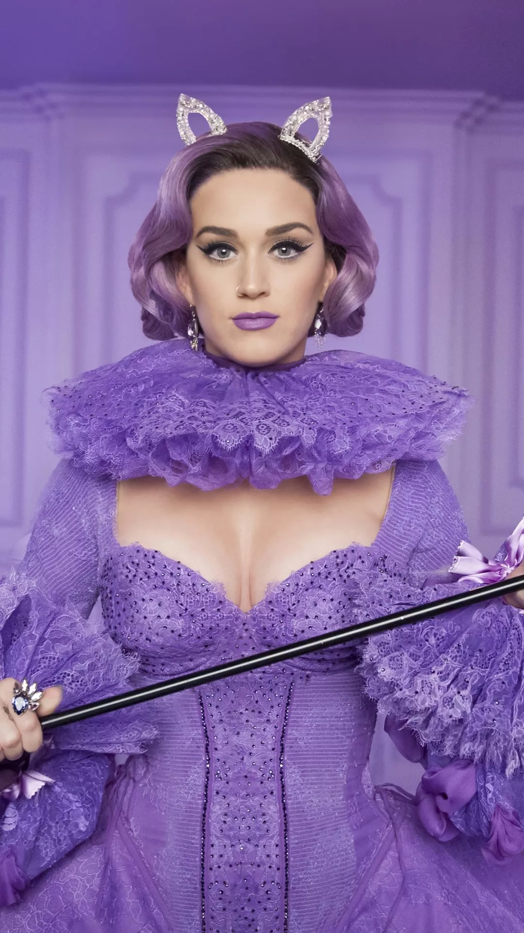 Katy Perry Wallpaper 4K, Purple outfit