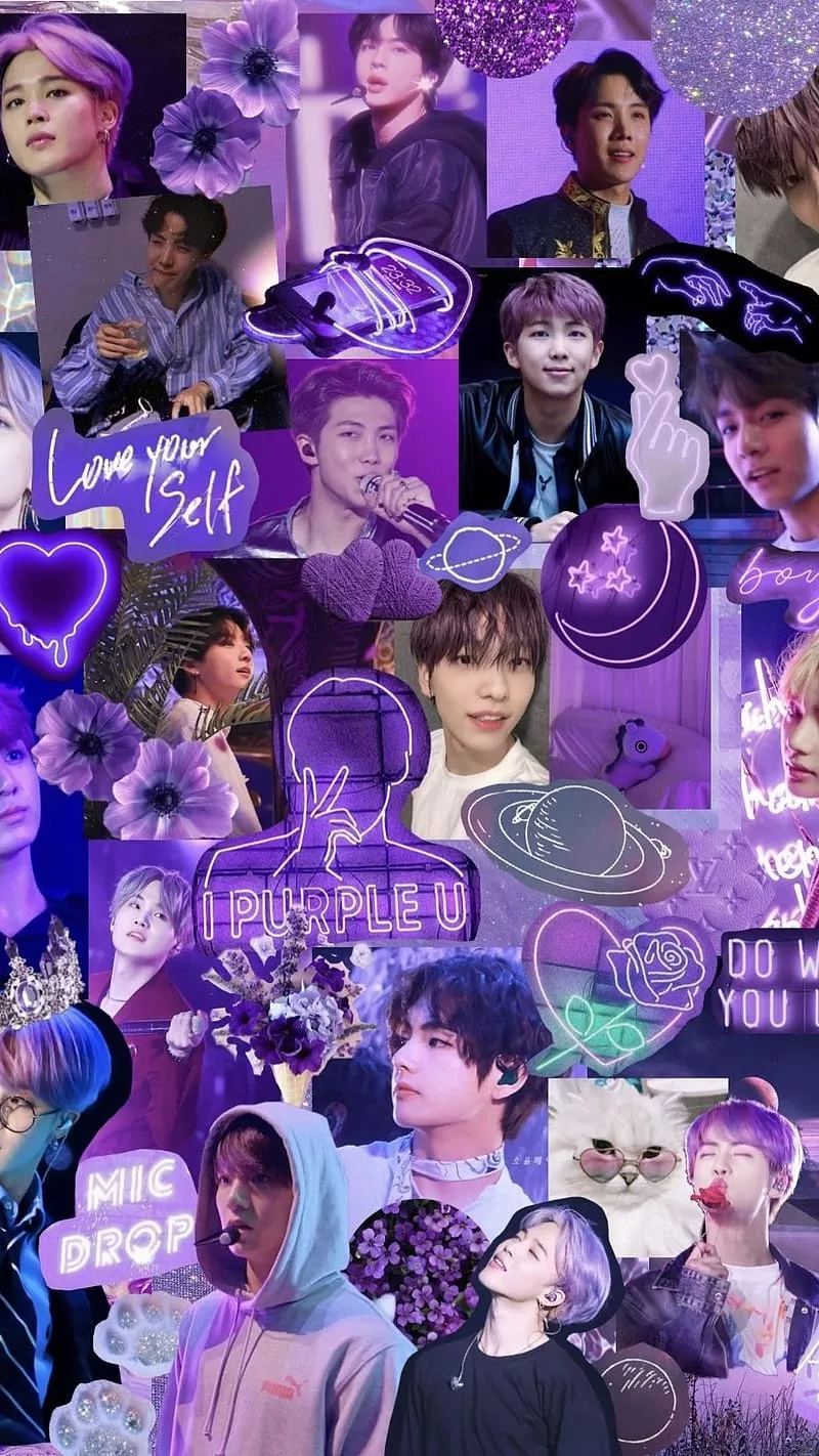 Bts Purple Aesthetic Collage, bts
