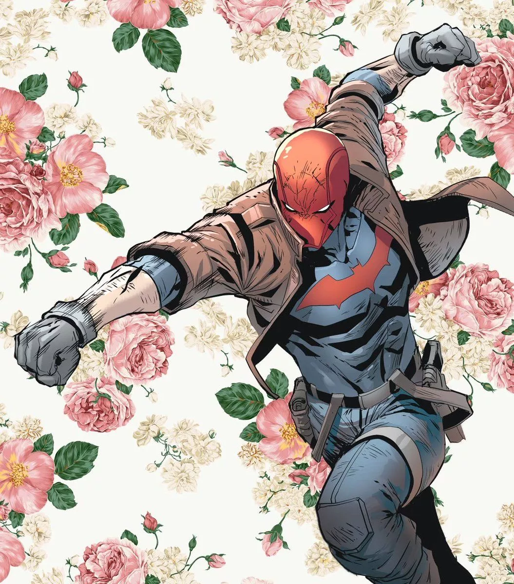 Jason Todd with a floral background