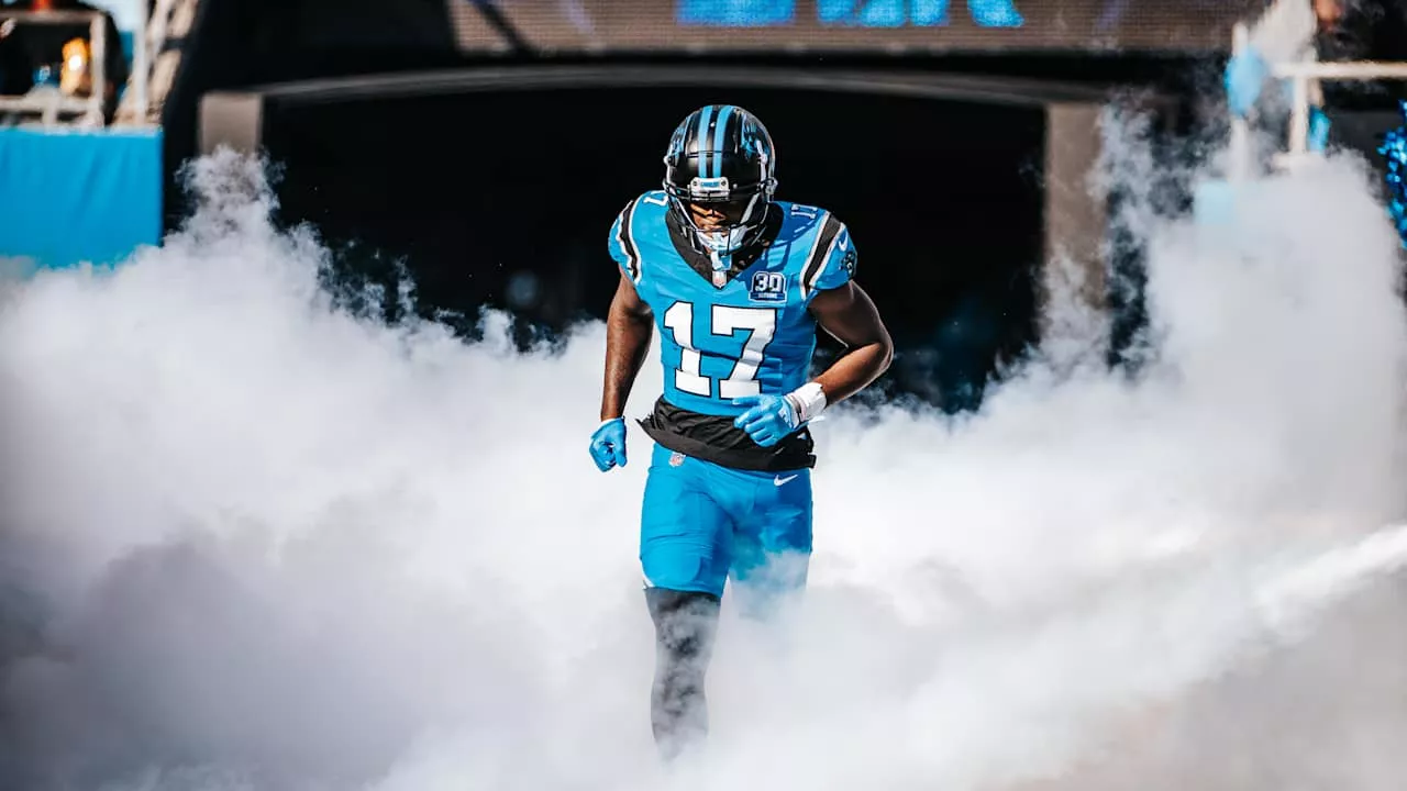 Xavier Legette and rookies laying a