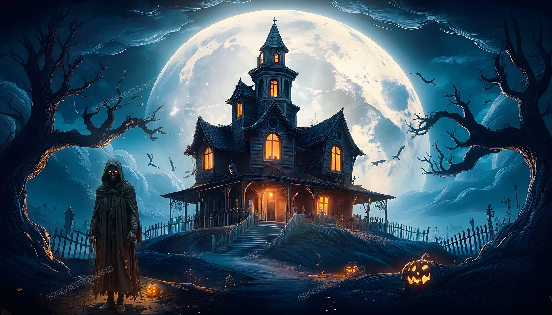 Halloween wallpaper, Ghost standing