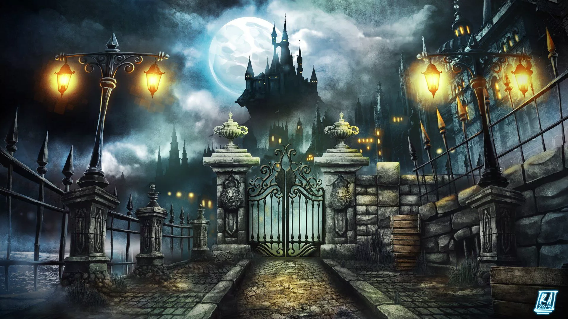 Moonlit Castle Gate: A Fantasy HD