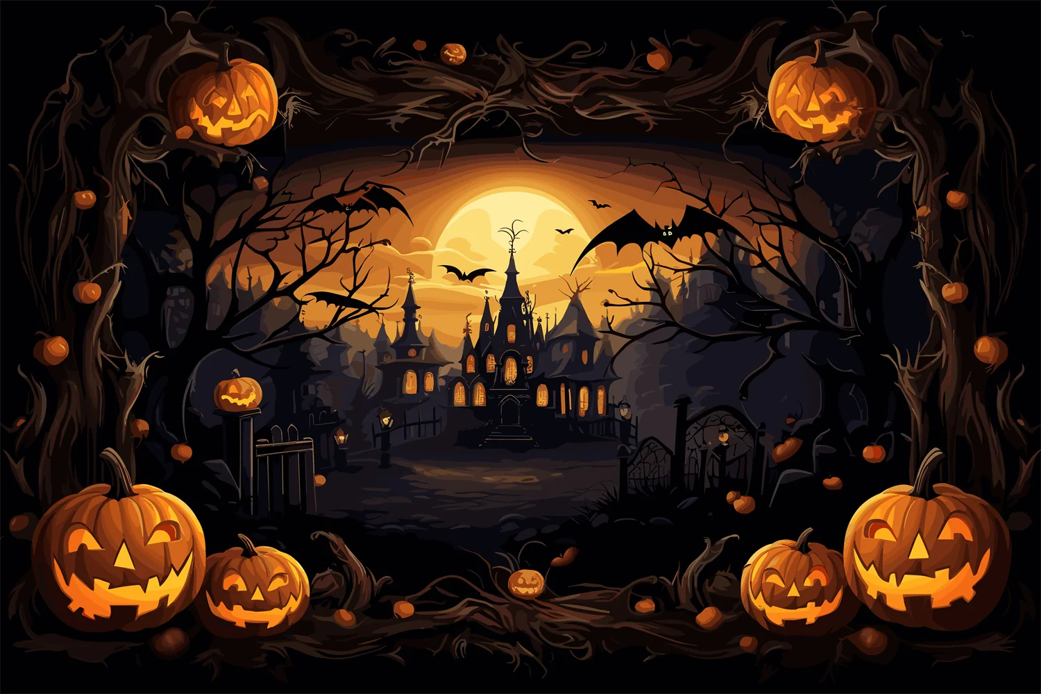 Pumpkins Halloween Backdrop BRP8 164