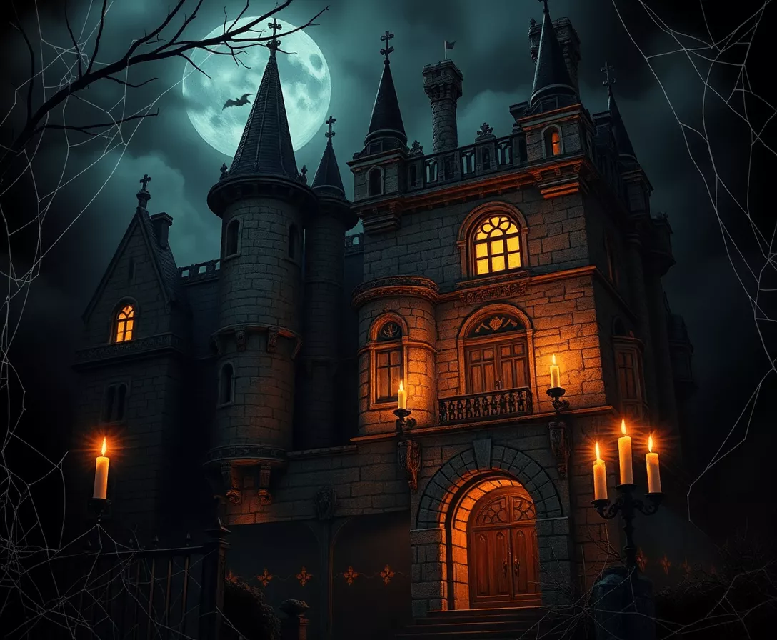 spooky retro castle banner Image