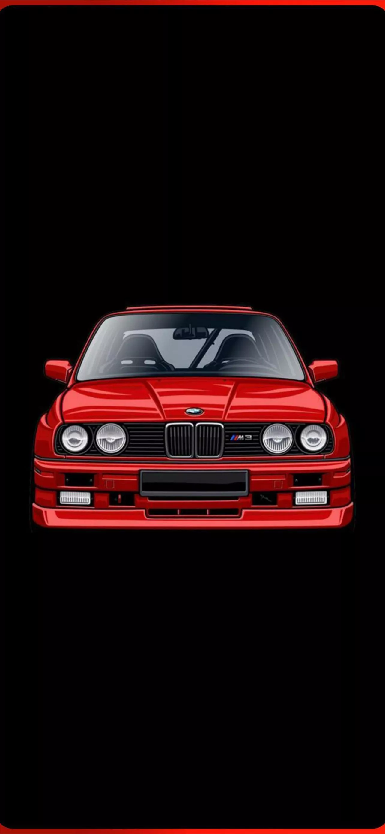 BMW E30 M3 Red On A Black Background