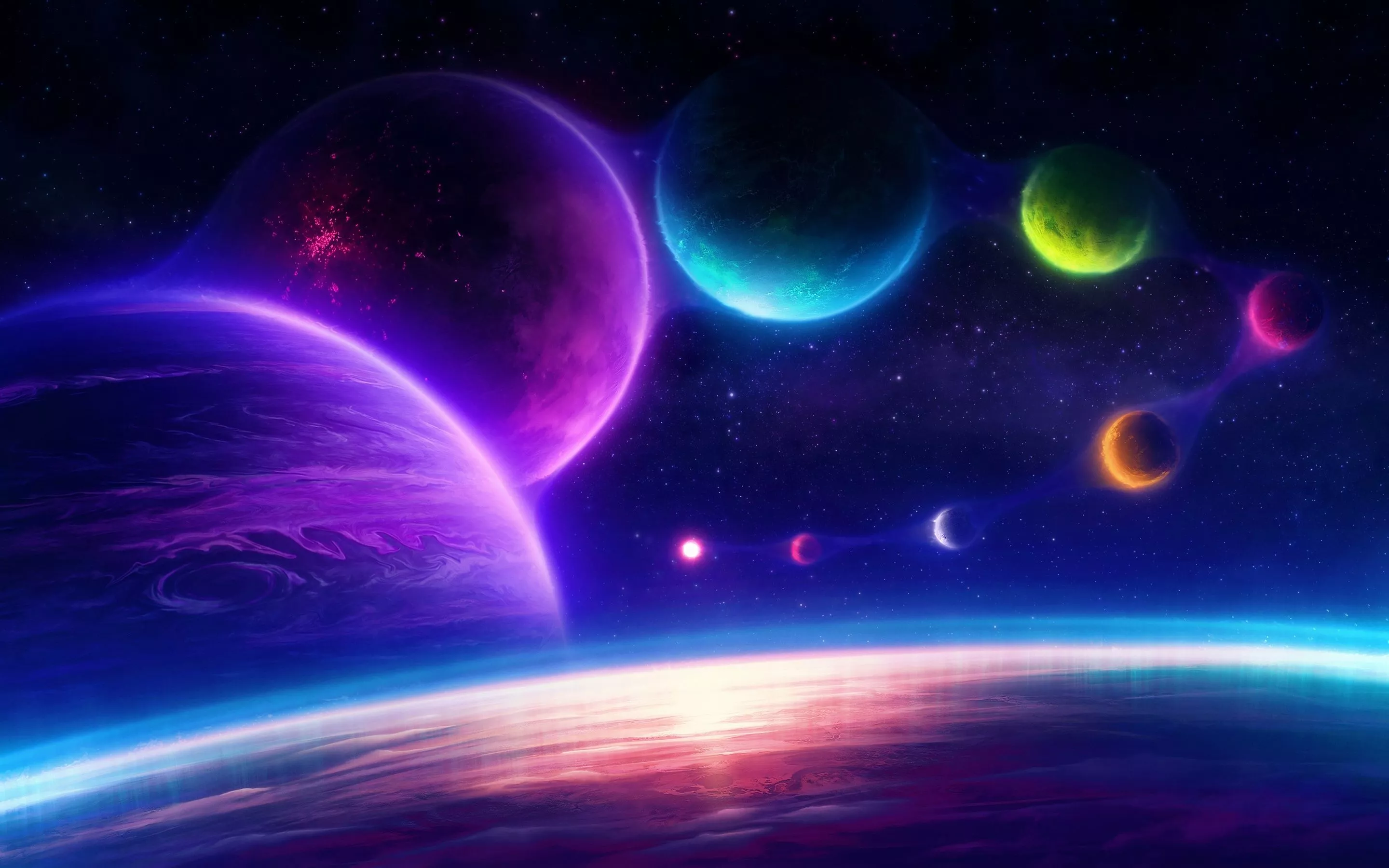 Planets Wallpaper 4K, Colorful Sky