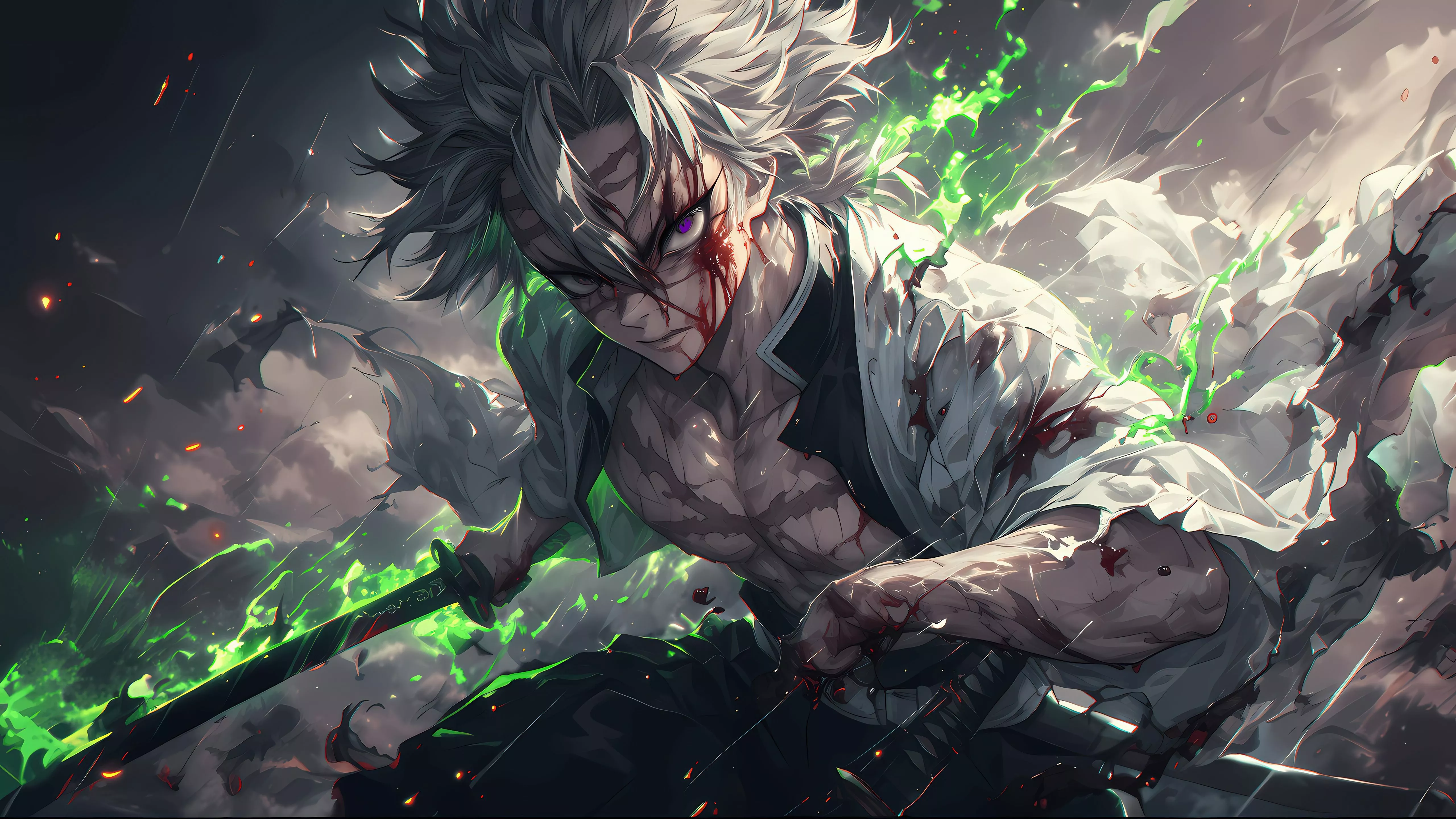 Sanemi Shinazugawa Wallpaper 4K, AI art, 5K