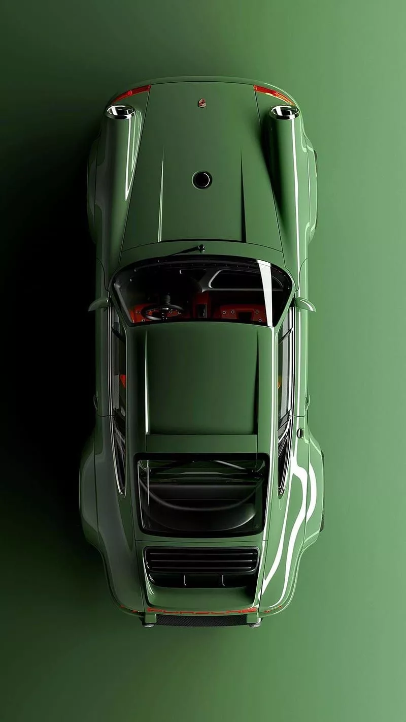 Green Singer Porsche, 911, classic