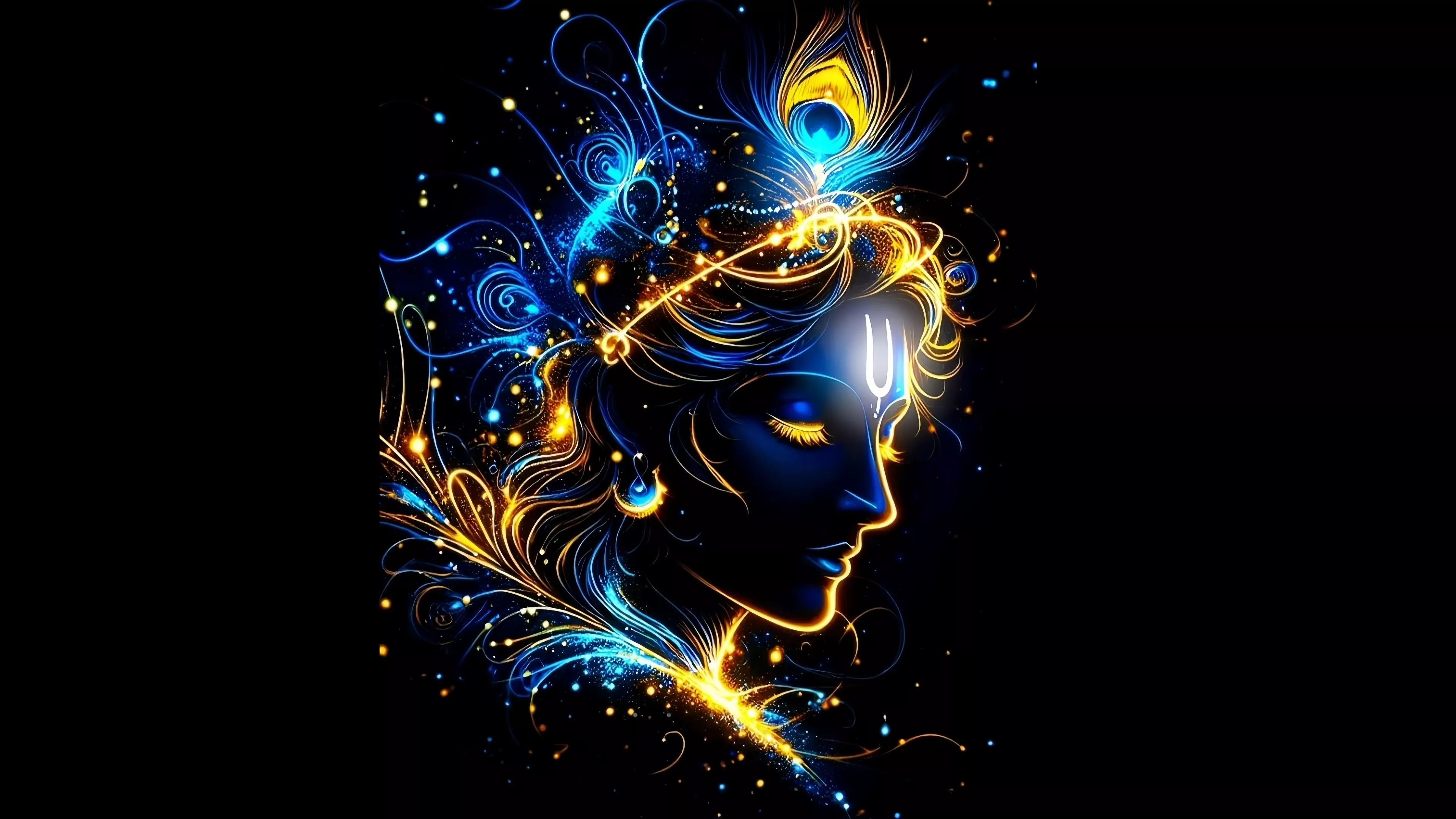 Lord Krishna Wallpaper 4K, Black