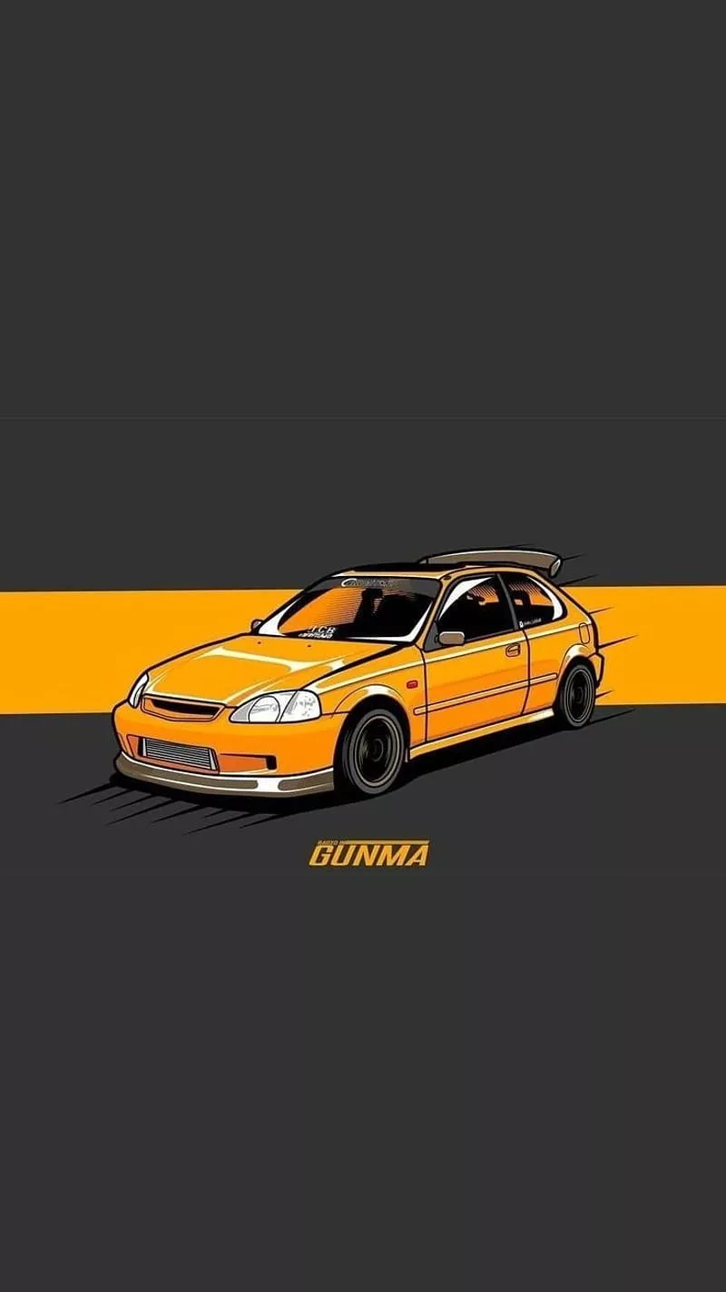 Honda, car, cartoon, civic, gt