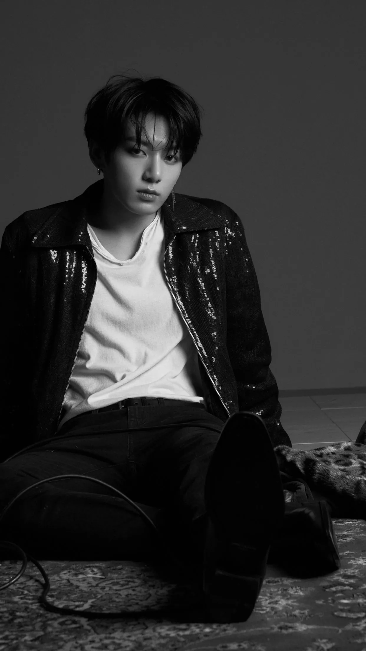 Jungkook Wallpaper 4K, Monochrome, BTS