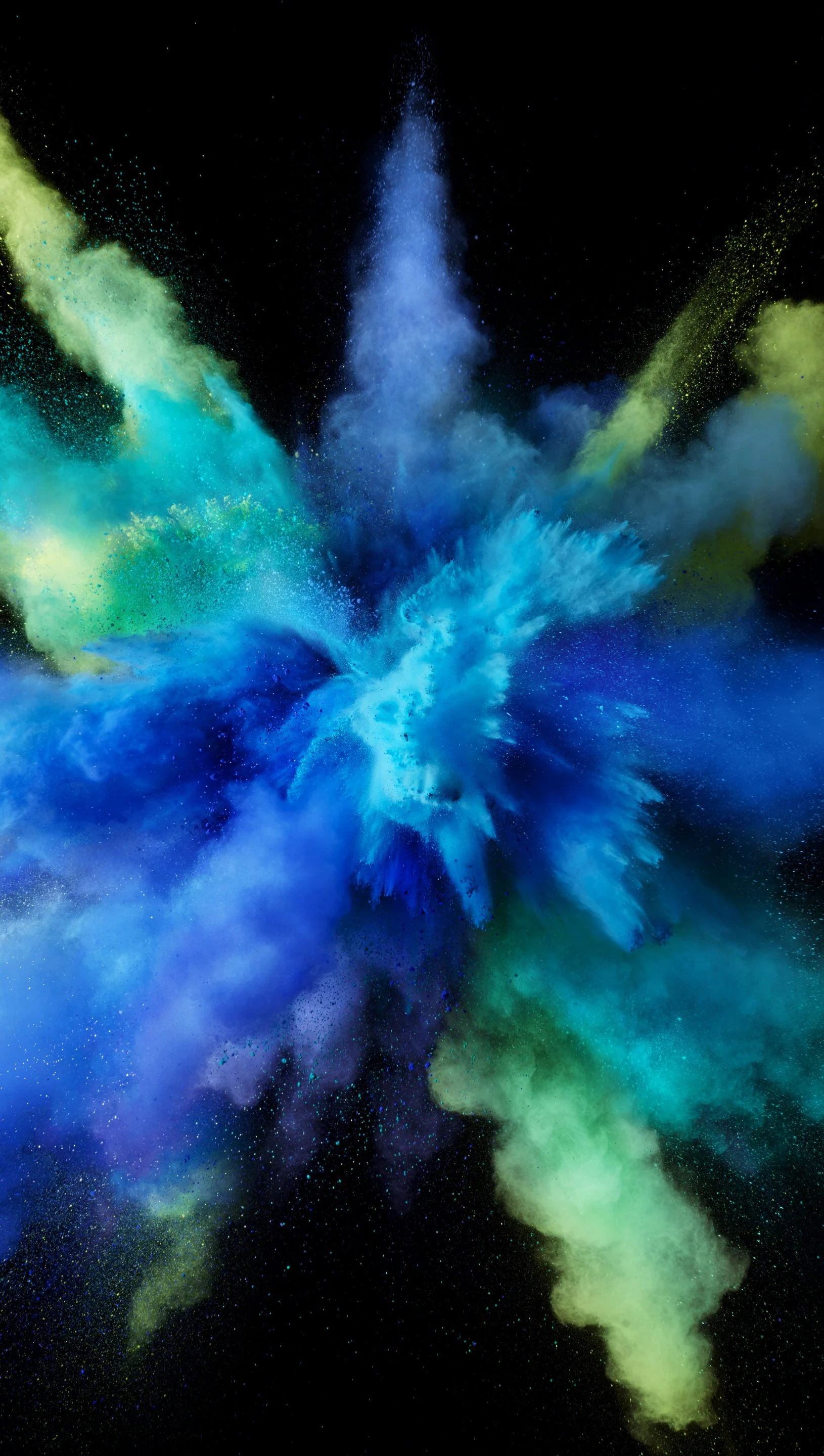 Explosion colored dust and smoke