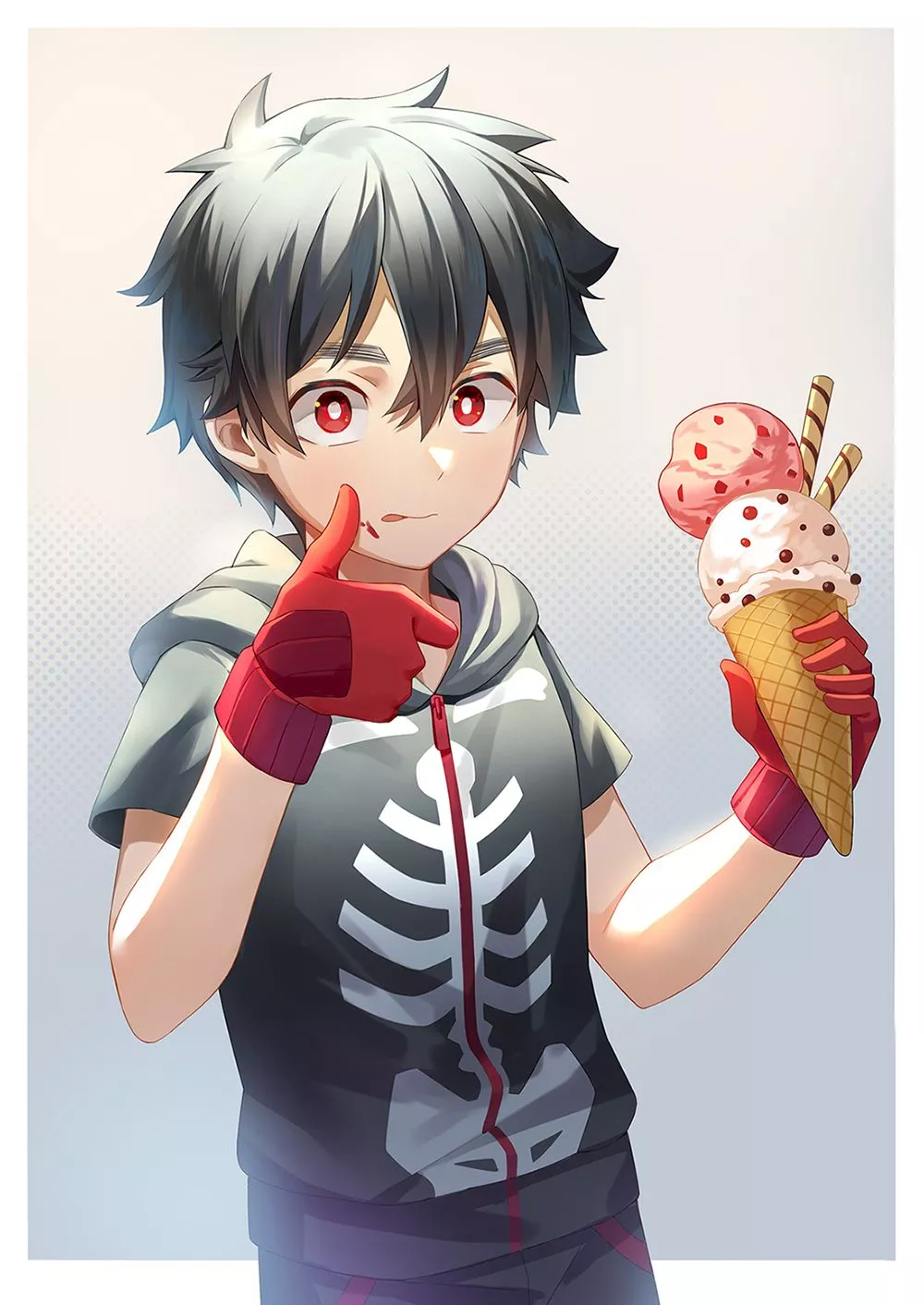 Download Ice Cream Red Eyes Black Hair
