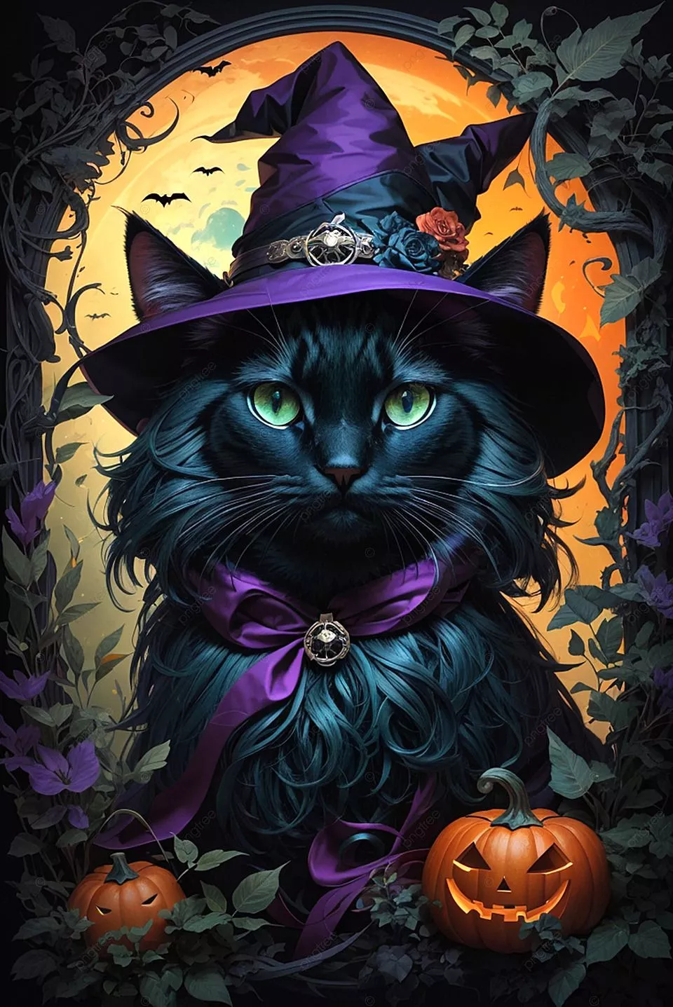 Halloween Black coolpix Cat With Purple