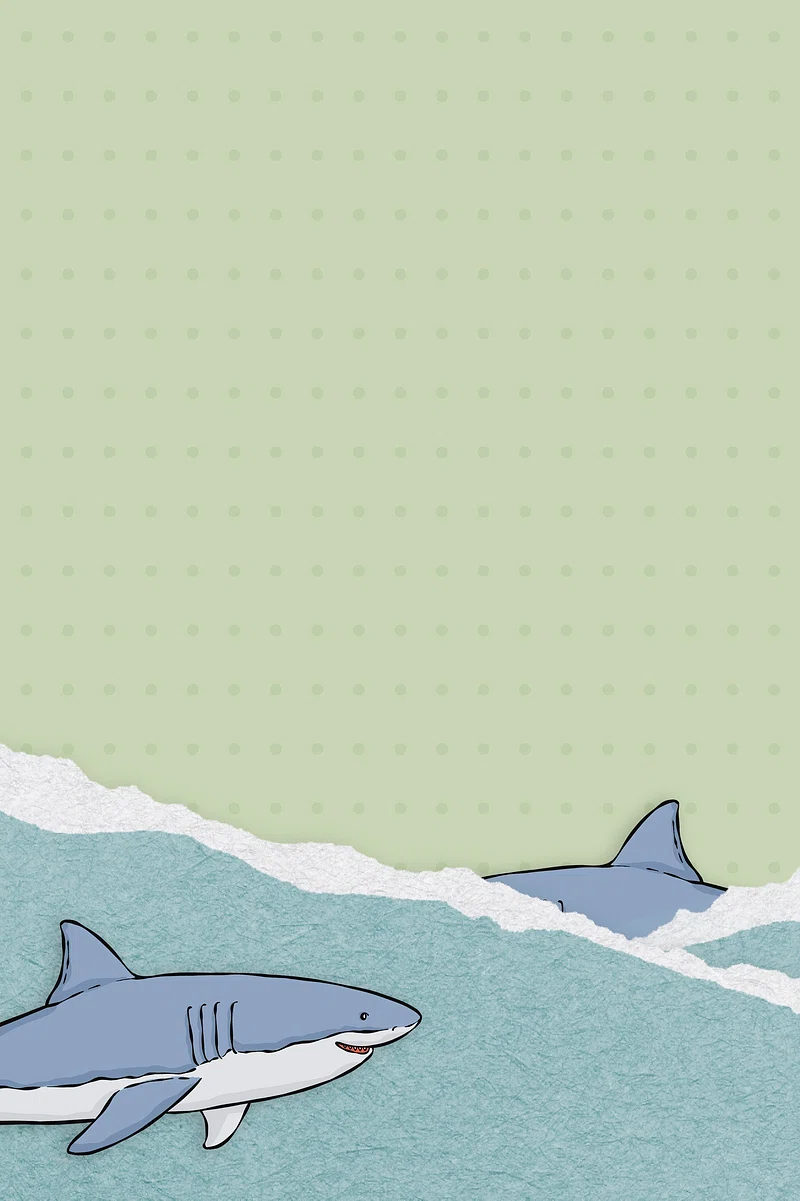 Swimming sharks ripped paper background
