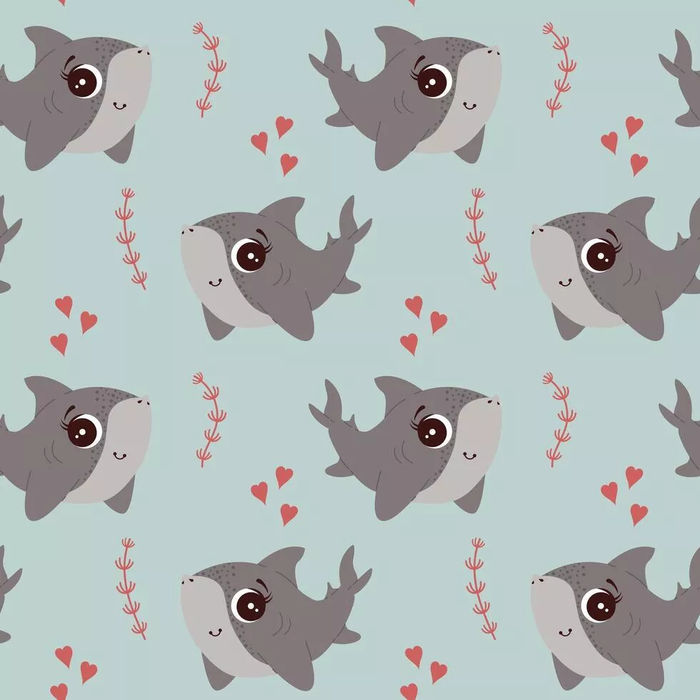 Cute Shark Sea background with sea