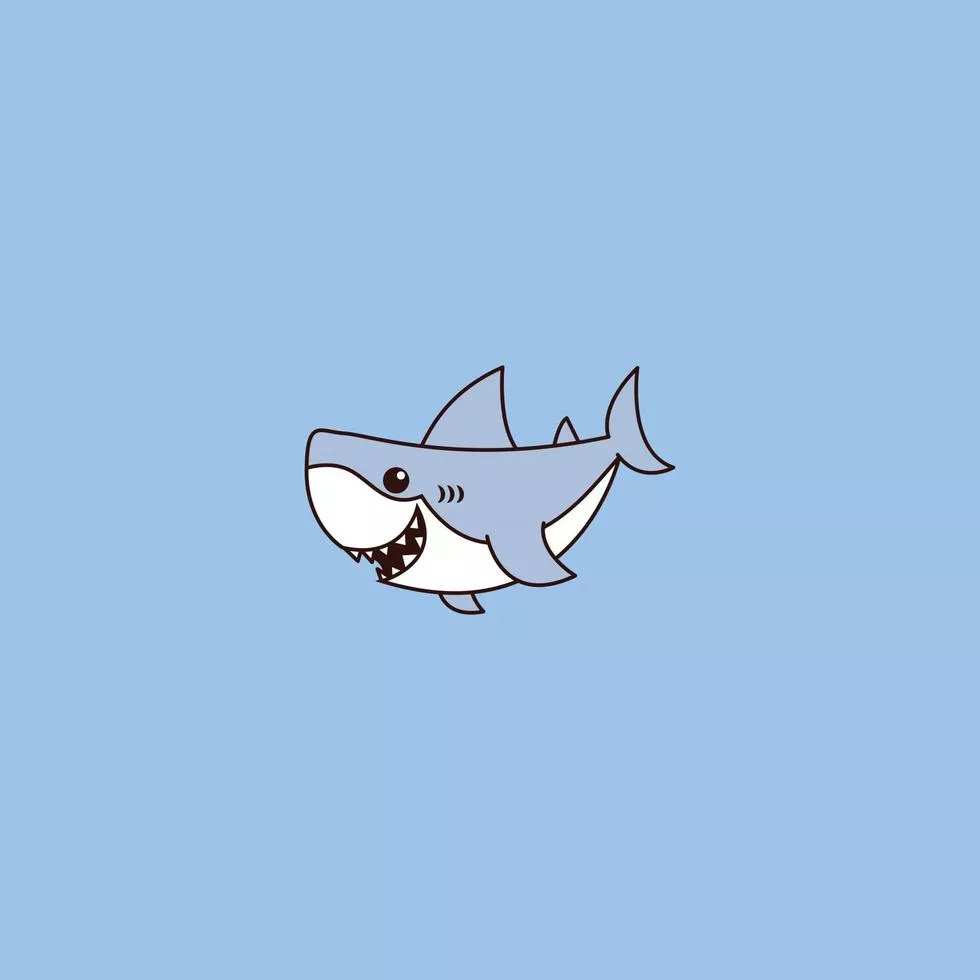 Cute shark cartoon, vector illustration