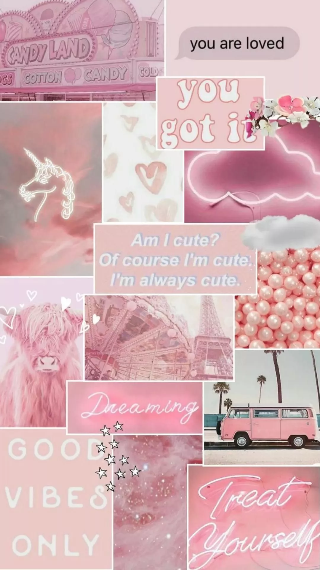 Light pastel pink collage aesthetic