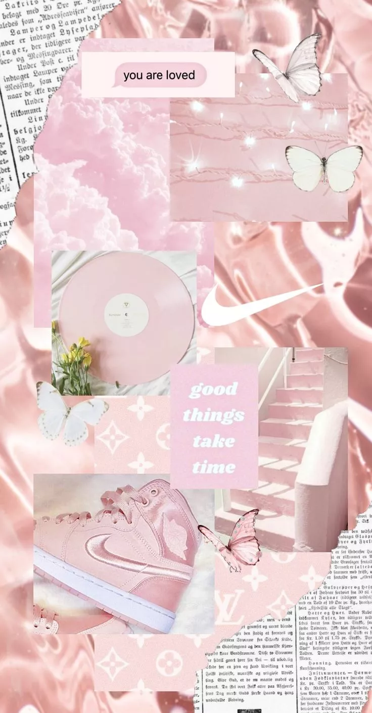 Pink Rose Aesthetic Collage. Pink