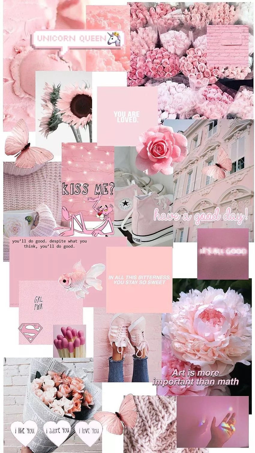 Rose Collage, baby pink aesthetic